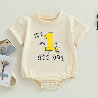 „It's My First Birthday“-Bubble-Strampler für Babys, kurzärmelig, übergroßer Bubble-Body, Geburtstagsfeier, Säuglingskleidung.