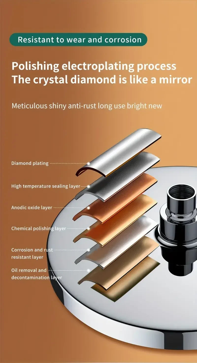 25cm Top Spray Large Water Volume Booster Shower Head Pressurized Single Head Home Bathroom Shower Head Set