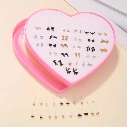 Multicolor 36Pairs Cartoon Hypoallergenic Plastic Stud Earrings Set For Women Girl Cute Animal Flower Ear Wedding Gifts Jewelry