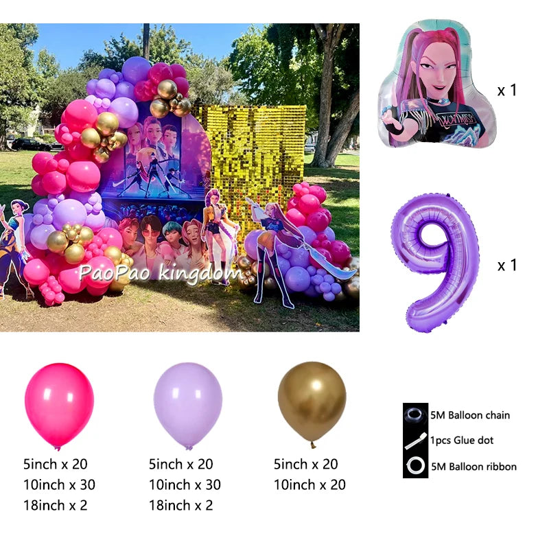 Kpop Dämonenjäger Themen Mädchen Geburtstag Luftballons Dekoration Anzahl Ballon Partyzubehör Babyparty Film Halloween Ballon.