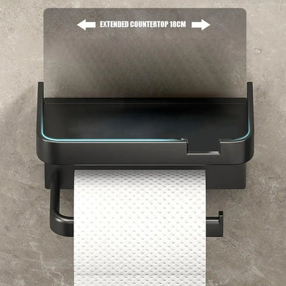 An der Wand montierter Toilettenpapierhalter, rostfrei, verdicktes Kunststoff-Aufbewahrungsregal für Badezimmer, Küche, Toilettenpapierrollenhalter