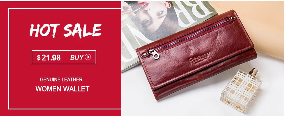 Contact's New Genuine Leather Wallet Fashion Coin Purse For Ladies Women Long Clutch Wallets With Cell Phone Bags Card Holder