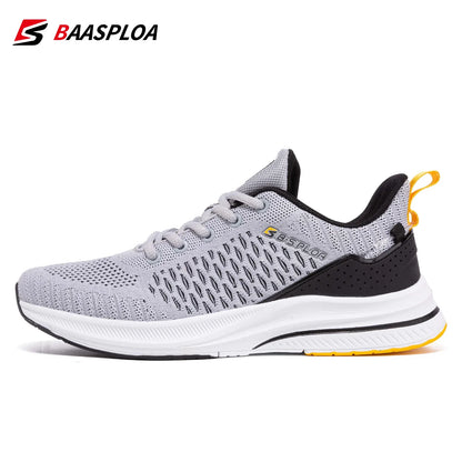 Baasploa Men's Running Shoes New Fashion Lightweight Mesh Breathable Walking Shoes Male Outdoor Casual Lace-Up Sports Shoes