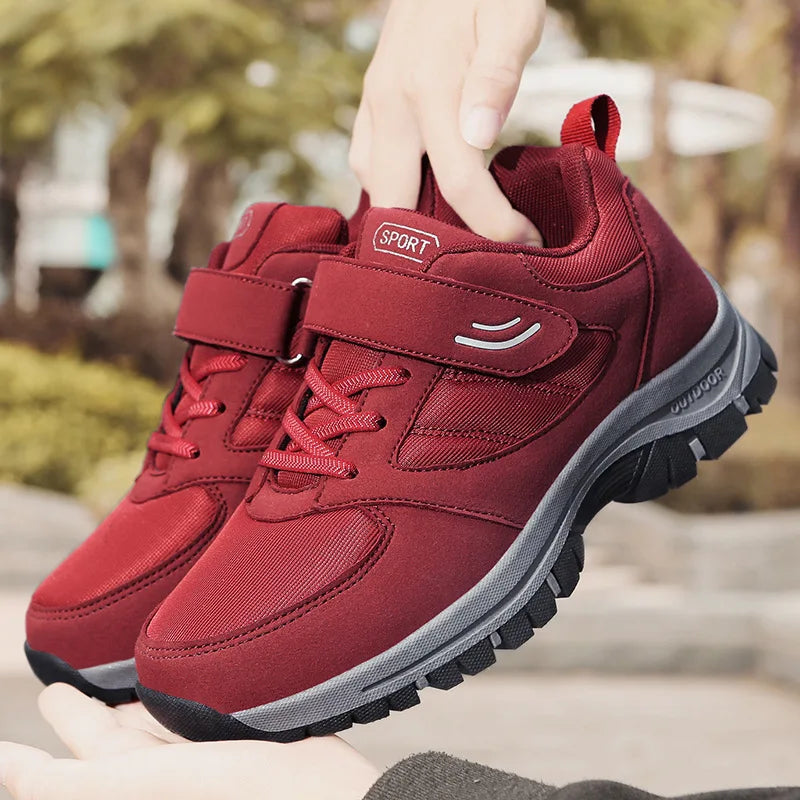 Men's Trendy Running Shoes With Hook And Loop Fastener, Comfy Breathable Wear Resistant Shock Absorption Cushioned Sneakers