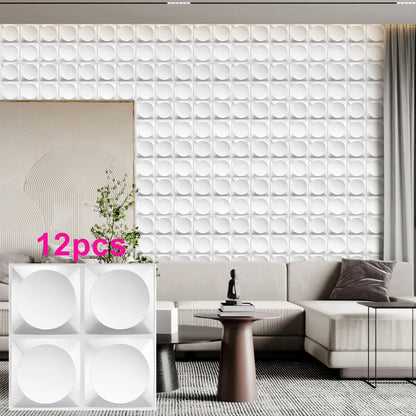 KUUJOJO 12pcs 3D textured wall panel for indoor wall decoration, suitable for living room, hall, bedroom, hotel, office