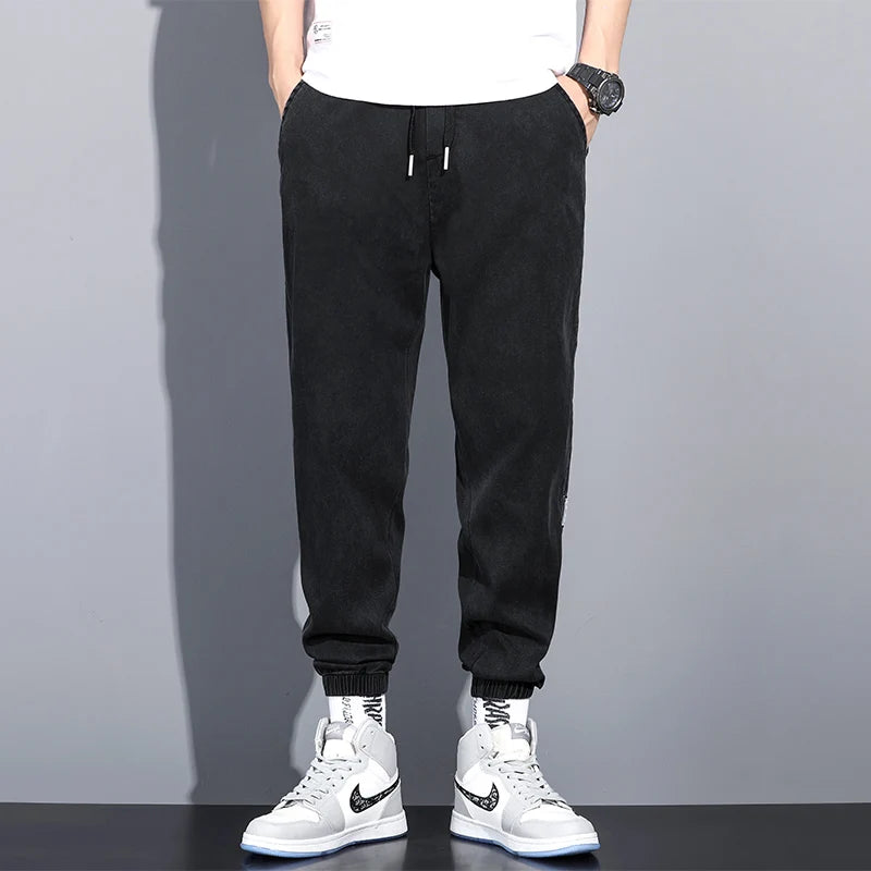 Men's Lyocell Loose Cuffed Tapered Pants 2025 Summer Autumn Comfortable Breathable Casual Long Pants Plus Size 5XL