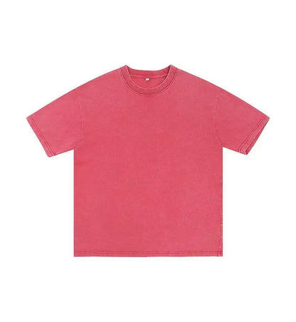 American Style Retro Heavyweight Solid Color Short Sleeved T-shirt Men Women Summer Street Trendy Washed Old Oversized Clothes