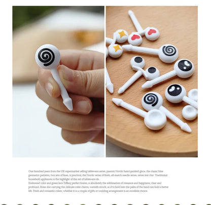 10/30/50Pcs Mini Skewers Cute Cartoon Eyes Kawai Lunch Bento Box Food Fruit Picks Fork Sticks Buffet Sandwich Toppers Decor fork.