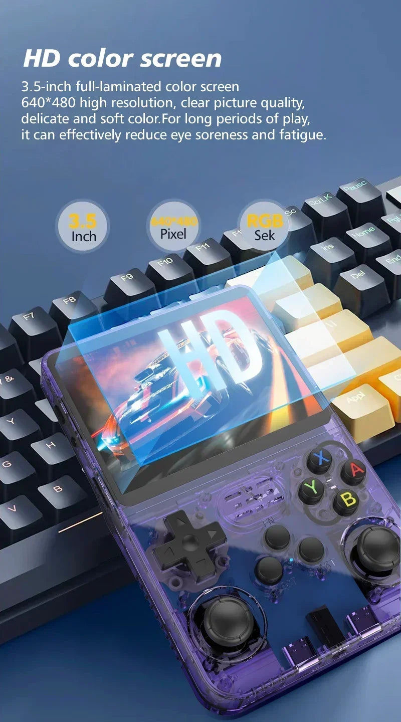 R36S /R36H Retro Handheld Video Game Console Linux System 3.5 Inch IPS Screen Portable Pocket Video Player R35S 64GB 15000 Games.