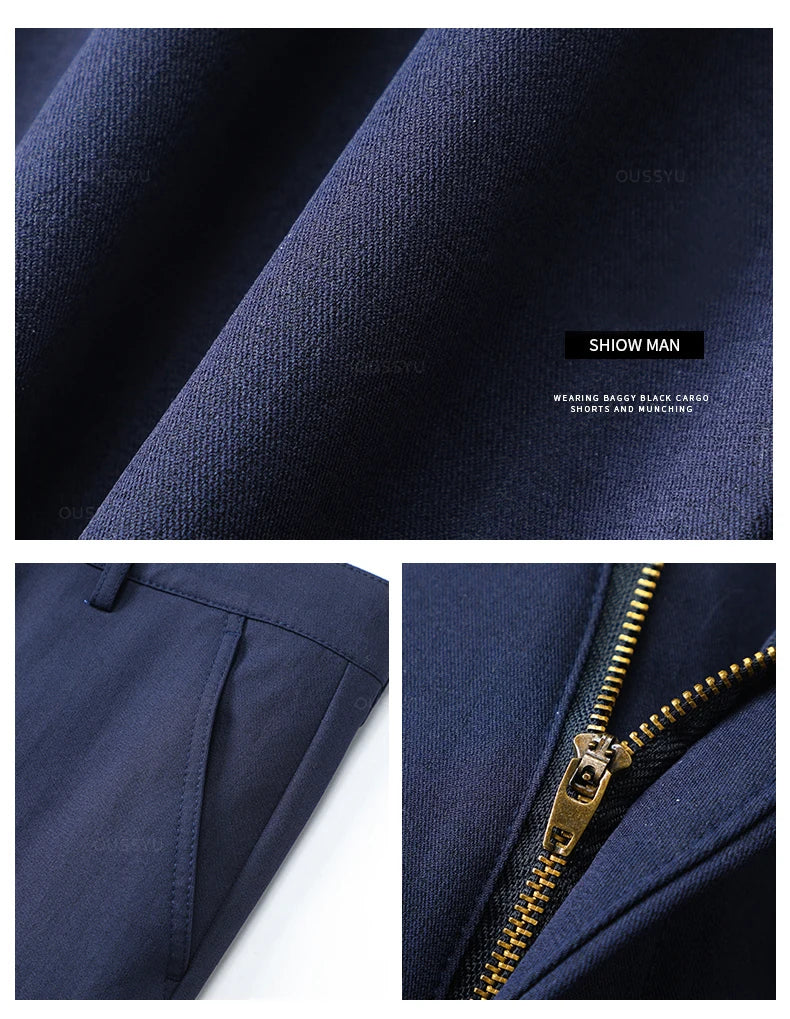 2025 Spring Autumn New Men's Straight Casual Pants Business Fashion Khaki Grey Red Black Solid Color Trousers Plus Size 38 40.