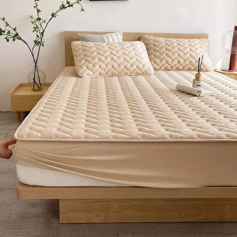 3pcs Waterproof Bedding Set 1pc Mattress Cover 2pcs Pillowcase Soft Comfortable Fitted Sheet Washable Durable Mattress Protector