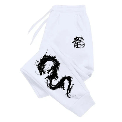Men's Casual Sport Jogger Pants High Quality Home Outdoor Comfortable Soft Trousers Super Cool Chinese Dragon Printed Sweatpants.