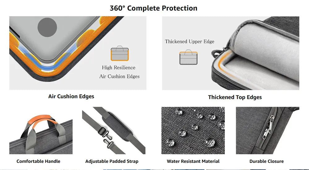 Laptop Computer Shoulder Bag Handbag Waterproof Briefcase Man Women 13 14 15.6 16 17 inch Bags for Macbook Air Samsung Accessory.