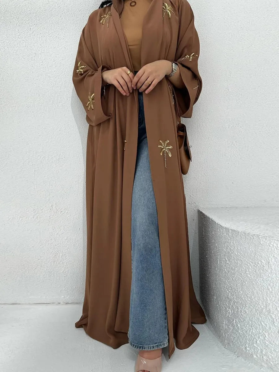 Women Eid Dubai Abaya Luxury Muslim Fashion Sequin embroidery Kimono Cardigan Long Dress Kaftan Robe Femme Islam Clothing Kebaya.