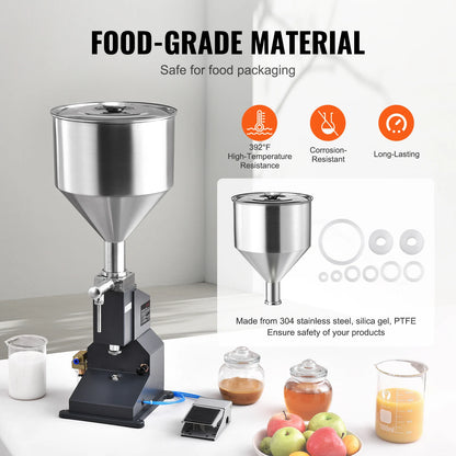 SucceBuy 5-50/100ml A02 Pneumatic/Manual Paste Liquid Filling Machine Bottle Liquid Filler Pedal for Water Juice Cosmetic Milk.