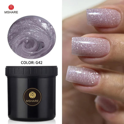 MSHARE 50g/250g Shimmer Pink White Acrylic Gel TPO Free Glitter Shiny Extension Acryl Hard Gel Nails Sculpting Construction