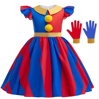 Mädchen Anime Cartoon Pomni Raghata Jax Caine Cosplay Kostüm erstaunliche digitale Zirkus Cosplay Clown Kind Overall Jungen Halloween Anzug