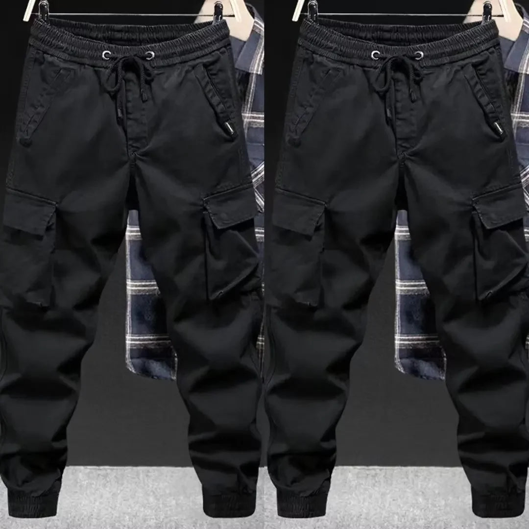 Modische Freizeit hose Herren Loose-Fit Cargo hose im Jugendstil einfarbig verkürzte trend ige Marken schuhe für den Frühling Herbst.