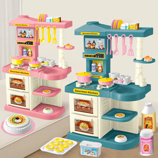 Kitchen Mini Play Cooking Set, Cutting Play Food Toys Pretend Play Pots Milk Bread Pans Early Educational for kids.