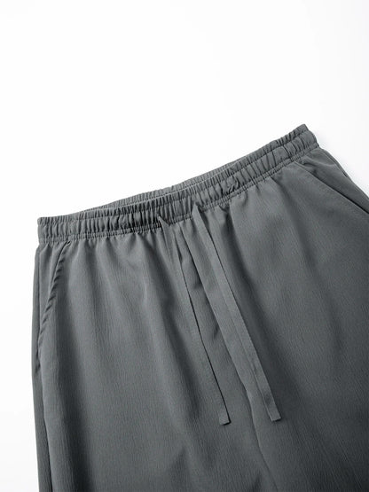 Summer Men's Straight Trousers Casual Solid Color Breathable Drawstring Long Pants Sweatpants Streetwear Men Baggy Pants.