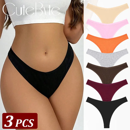 3Pcs/Set Seamless Thong Cotton Women Thin Strap Low Waist High Flexibility Panty Sexy Underwear Ladies Briefs T-back Soft Women.