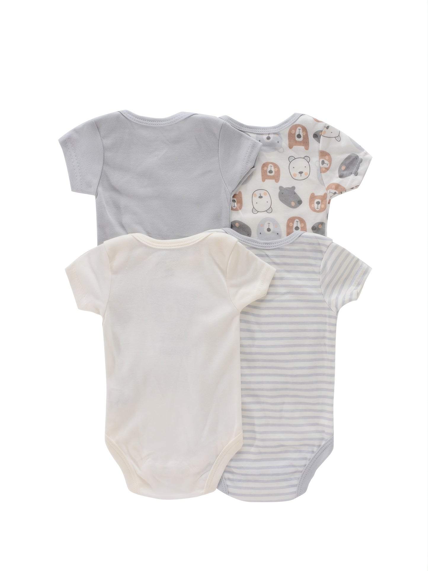 4PCS Neugeborenen Strampler Kurzarm Rundhals Cartoon Tier Blumen Drucken Body Onesies Für Baby Jungen Und Mädchen Kleidung