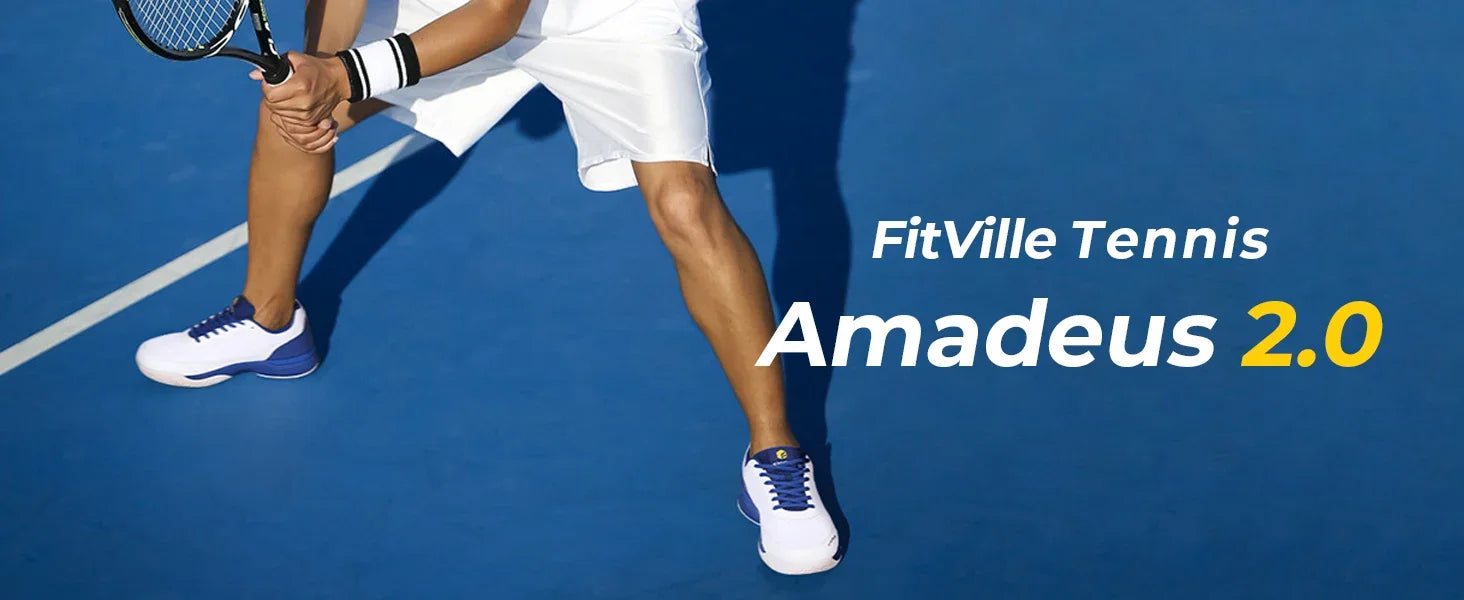 FitVille Men'S Tennis Shoes Wide Version 2E Professional Training Sports Shoes Breathable Non-Slip Rackets With Arch Support.