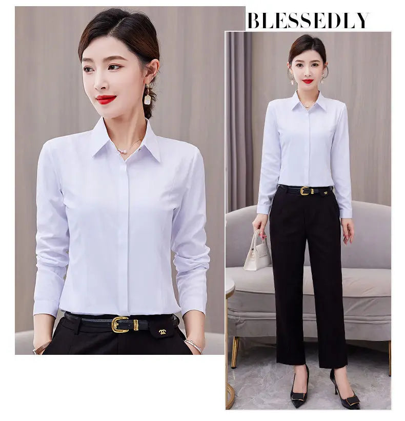 White Shirt Long-sleeved Slim Shirt Korean Style Professional Work Clothes Work Clothes.