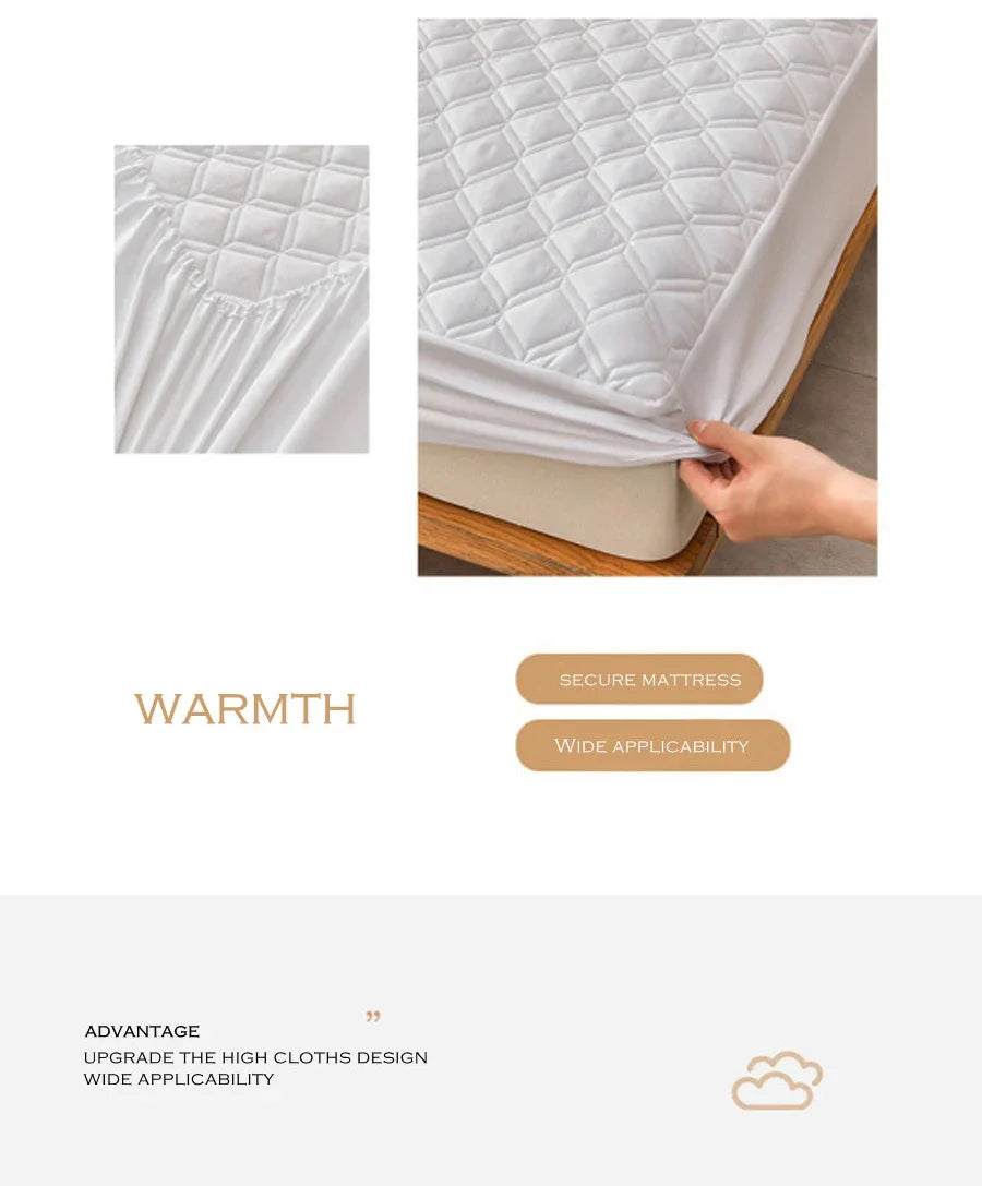 WASART Waterproof mattress protector cover quilted thicken elastic fitted sheet style couple double bed protection pad king size.