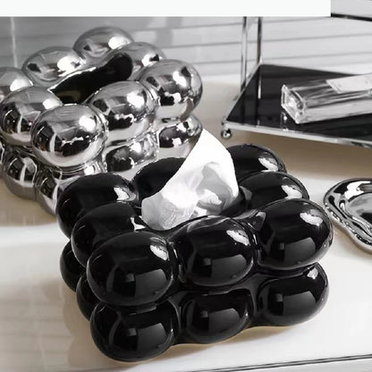 Ceramic Tissue Box Candy Drawer Napkin Paper Drawer Tray Household Storage Dining Table Tissue Box.