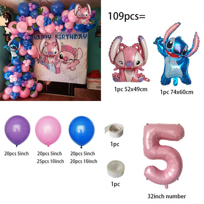 1set Disney Lilo & Stitch Thema Geburtstag Party Luftballons Bogen Girlande Kette Kit Kinder Aufblasbare Spielzeug Globos Geschenke liefert