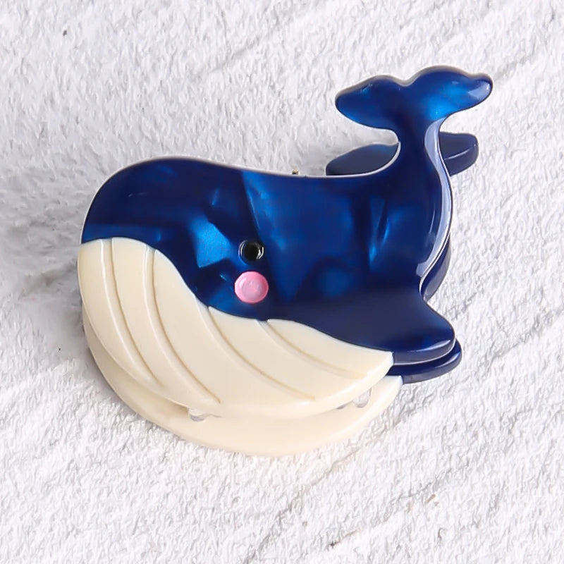 Acetate Ocean Animal Hair Clips for Women Non-Slip Summer Beach Accessories Crab Starfish Whale Multi-Pack Gifts.