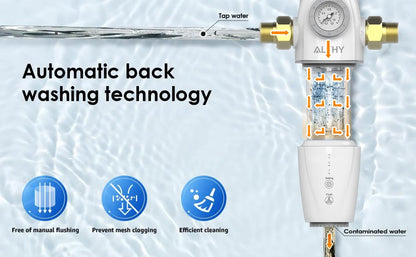 ALTHY PRE-AUTO2 Automatic Flushing Backwash Prefilter Spin Down Sediment Water Filter Central Whole House Purifier System.