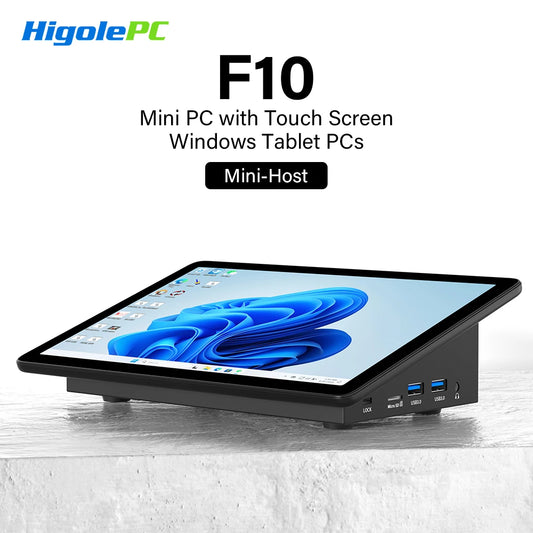 Higole F10 10.1'' Fanless Mini PC Intel N5095 Windows 11 WiFi5 8GB 128GB 5000mAh 4K RS-232 RJ45 Laptop Desktop PC Mini Computer.