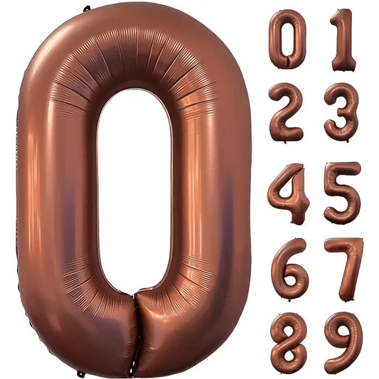 40inch Foil Brown Number Balloon Number Balloon 0-9 Birthday Wedding Party Decoration Supplies Happy Holidays Baby Shower Gifts