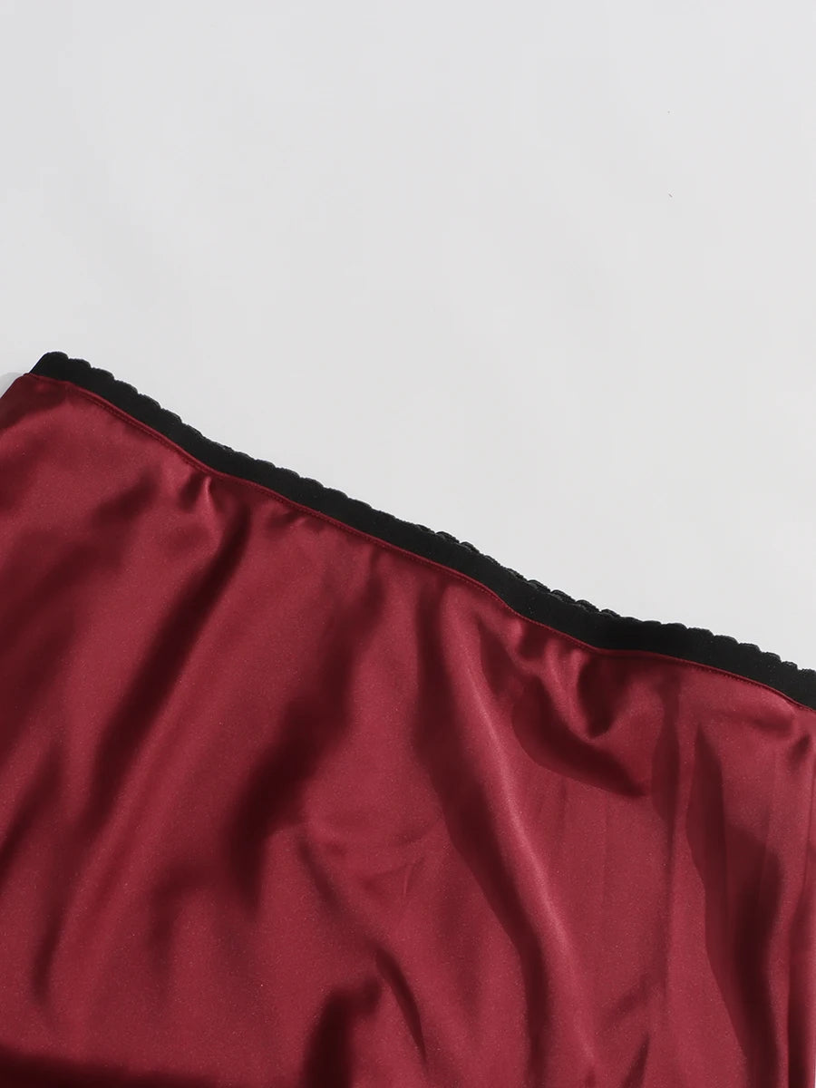 TWOTWINSTYLE Colorblock Slimming Fashion Midi Skirts for Women Patchwork Lace Temperament Skirt Female Elegant Clothing Style.