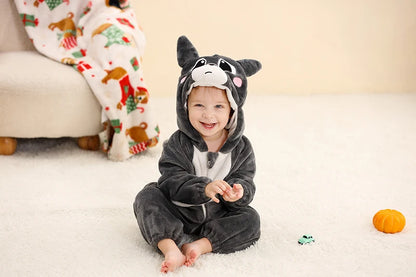 MICHLEY Winter Baby Strampler Mit Kapuze Flanell Cosplay Kleinkind Infant Kleidung Insgesamt Bodys Overall Kostüm Für Kinder Mädchen Junge