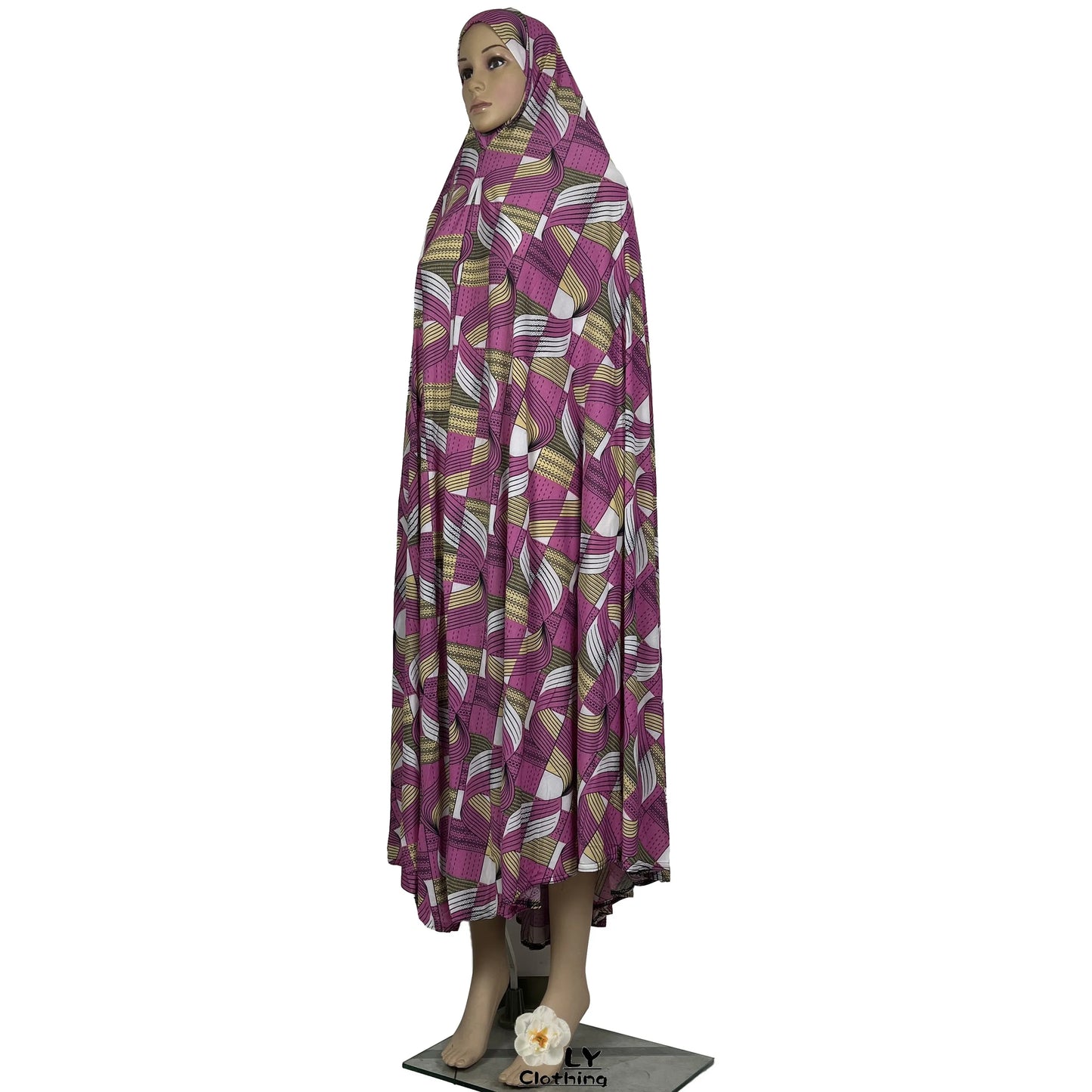 New Dubai Islamic Robe Ramadan Womens Hooded Abaya African Sleeveless Loose Soft Prayer Garment Muslim Floral Dress With Hijab.