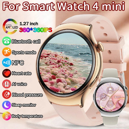 2025New GPS NFC Bluetooth Call Smartwatch Women Watch 4 mini Sports Track Heart Rate Oximetry Monitoring Health Smartwatch Woman.