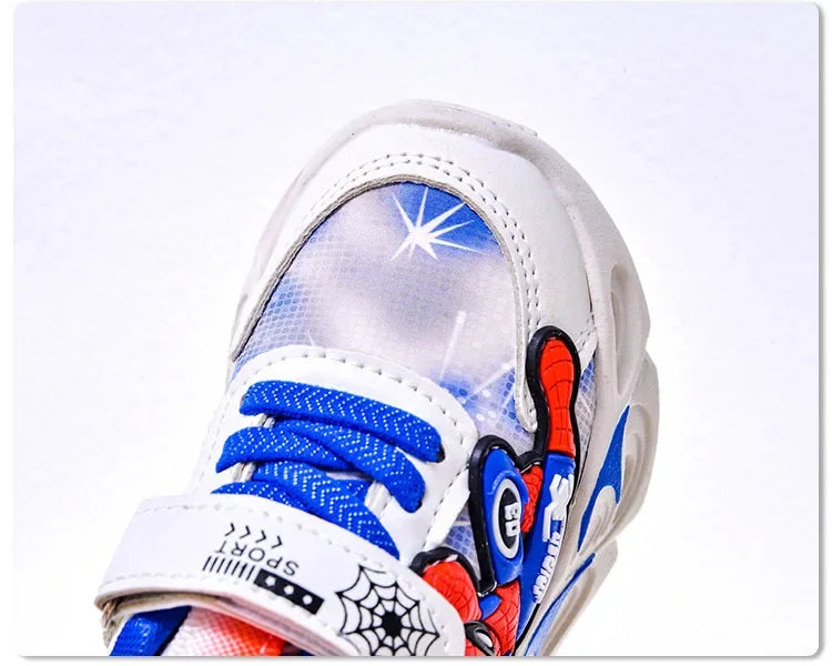 Disney Fashion Spiderman Baby Boys Sneakers Spring/autumn Children's Shoes Lighted Sneaker Trendy Kids Boy Sports Casual Shoes.