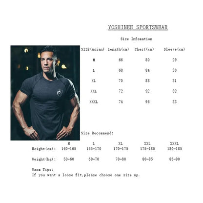 Men Tshirt Bodybuilding Tight Compression Quick-drying Muscle Shirt Fitness Workout Basketball Running Clothing Men T-shirt.