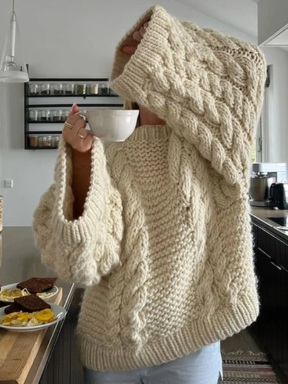 Damen lose dicke Linie Strick pullover o Hals Laterne Ärmel Strickwaren Herbst Winter solide passen alle Pullover Mode Pullover.