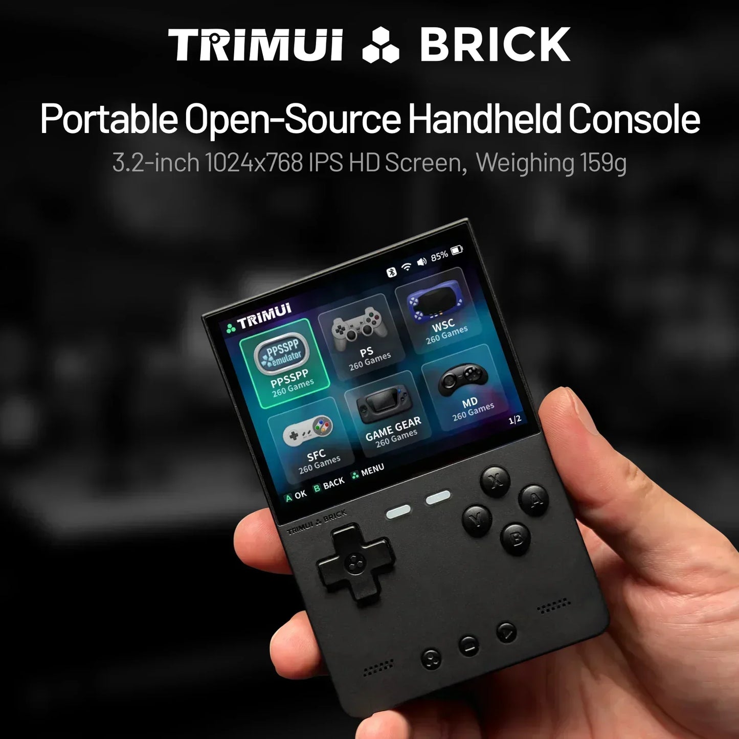 TRIMUI BRICK Retro Handheld Game Console Portable Video Player Linux System Open Source 3.2 Inch Palm Phone Games For Gifts.