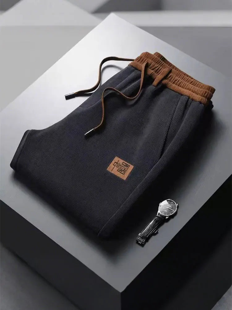 Fleece Thicken Winter Chinos Trousers Men Corduroy Work Straight Casual Wide Pants Sport Jogging Sweatpants Classic Golf Pants.