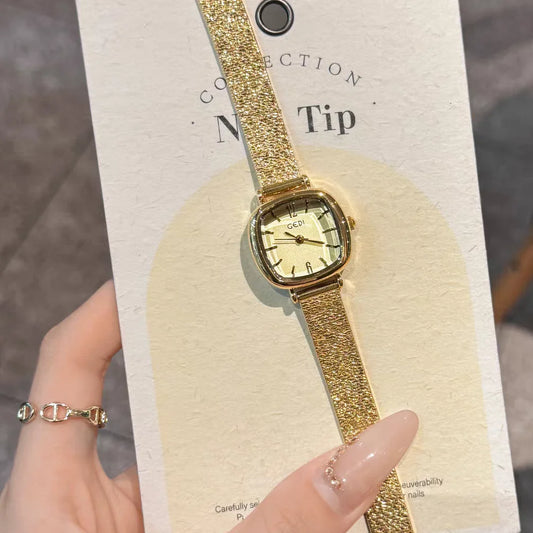GEDI Golden Watch Light Luxury Quartz Stainless Steel Watch Casual Fashion Dress Temperament Waterproof Women's Wristwatches.