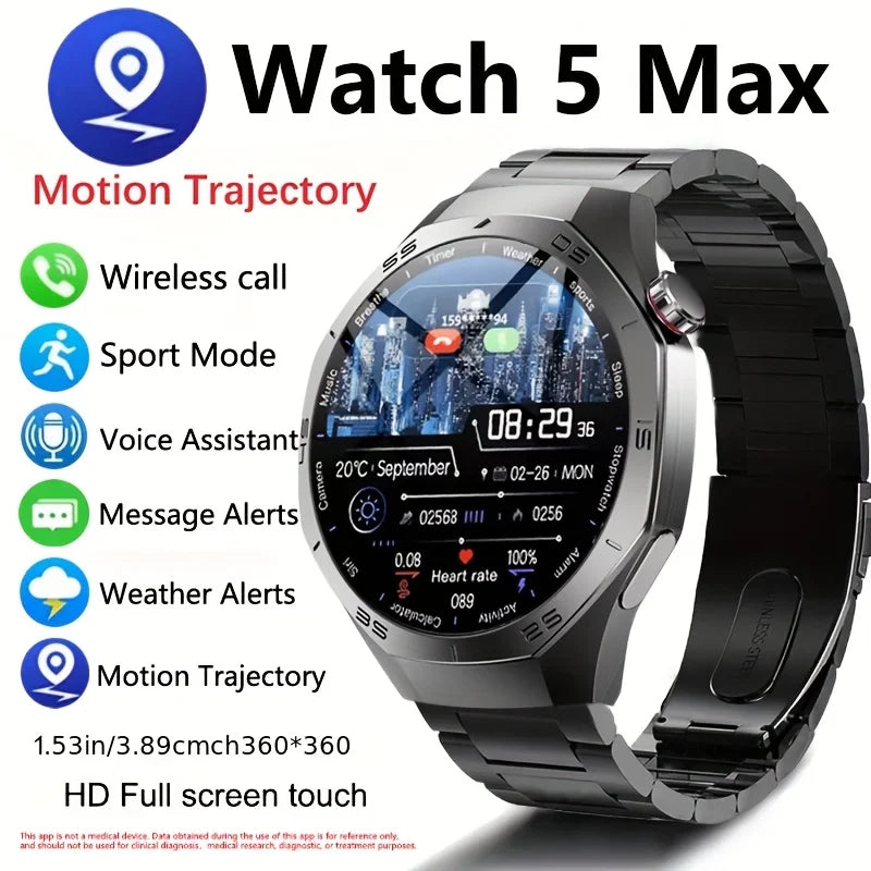 2025New For Android and ios Smart Watch Men AMOLED Screen GPS Motion trajectory Heart Rate Bluetooth Calls SmartWatch Waterproof.