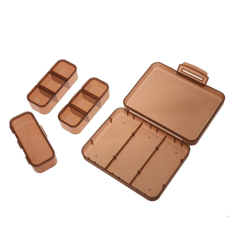 Weekly 6/7/8/10/21 Grids Pill Box Medicine Organizer Black Plastic Storage Box Container Portable Pill Case