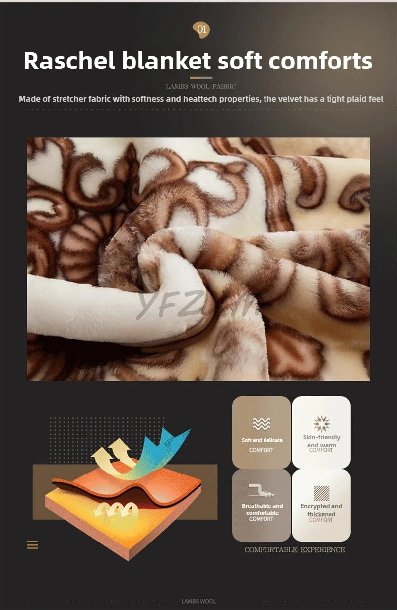 New Warm Weighted Blankets for Beds High End Thicken Warmth Raschel Blanket for Winter Autumn Double Side Plush Comforter Quilt.