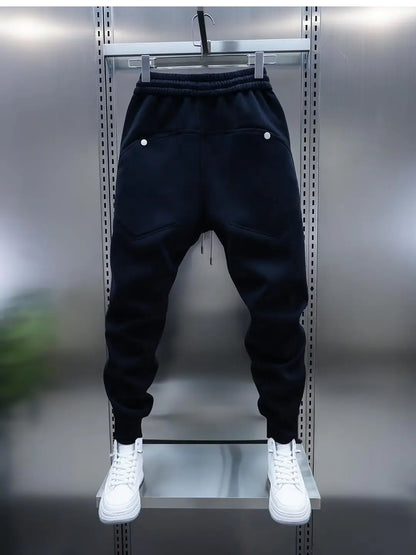 Solid Slim Fit Trousers Men's Casual Pants Loose Pockets Straight Cylinder Leggings Korean Fashion  Harajuku Sweatpants y2k pant.