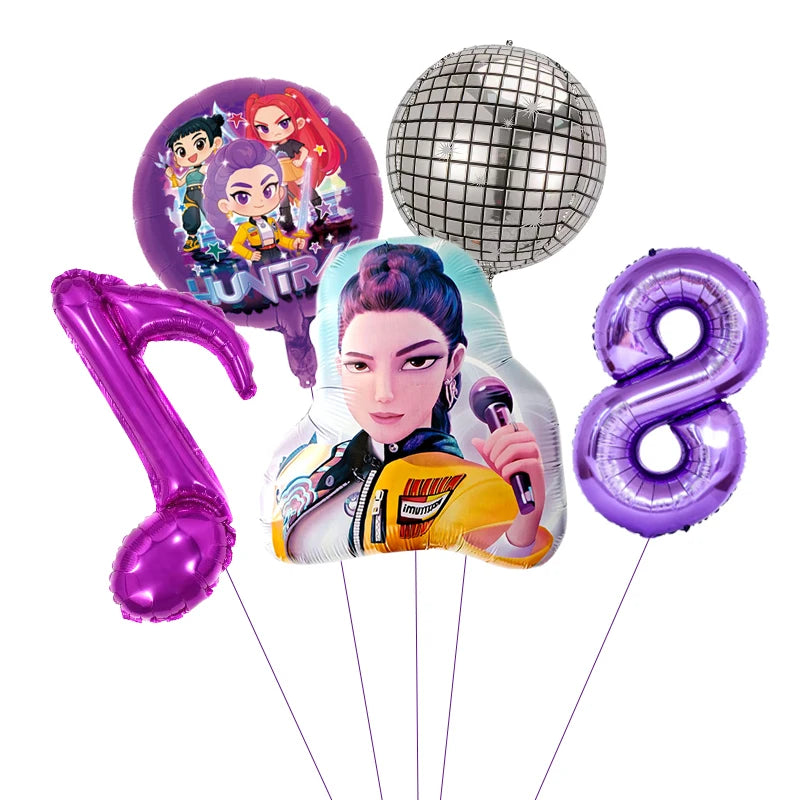 1 Set Kpop Dämonenjäger Thema Ballon Mädchen Alles Gute zum Geburtstag Party Dekoration Kinder Baby Dusche Geschenke Lieferungen